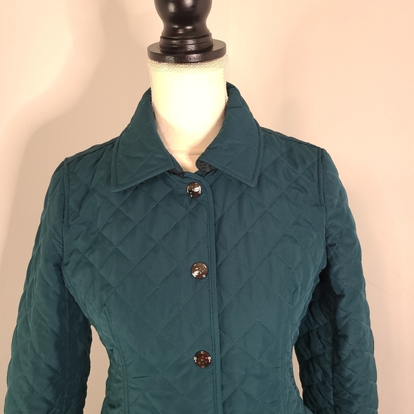 Chico's Jacket Woman XS-SM Green Quilted Snap Button Front Collared Light Fall - Picture 4 of 11